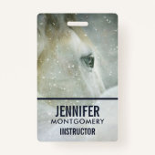 Badge Photo d'un magnifique cheval blanc en hiver (Devant)