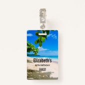 Badge Photo d'un magnifique invité de la plage tropicale (Dos avec clip)