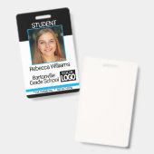 Badge Photo École / Employé - Noir Et Bleu (Recto et verso)