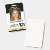 Badge Photo École / Employé - Noir Et Or (Front & Back)