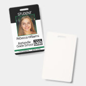 Badge Photo École / Employé - Noir Et Vert (Avant & arrière)