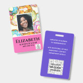 Badge photo employé Code QR Code-barres Baker Donu (Avant & arrière)