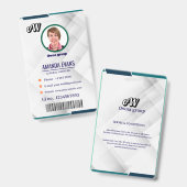 Badge photo employé logo ou code QR blanc (Avant & arrière)