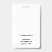 Badge Photo Employé Logo Sécurité Gris (Back)