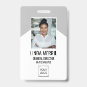 Badge Photo Employé Logo Sécurité Gris (Front)