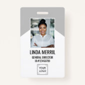 Badge Photo Employé Logo Sécurité Gris (Devant)