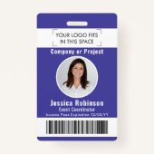 Badge Photo employée ID Code-barres Logo Purple Access P (Devant)