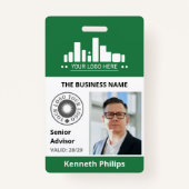 Badge Photo en vert profond et 2 logos ID employé (Devant)