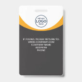 Badge Photo Entreprise Code-barres gris jaune (Dos)