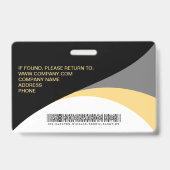 Badge Photo Entreprise Employé Code-barre Noir Jaune (Arrière)