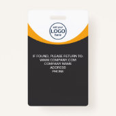 Badge Photo Entreprise Employé QR Code gris jaune (Dos)