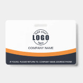 Badge Photo Entreprise Nom de l'employé QR Code Orange (Dos)