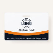 Badge Photo Entreprise Nom de l'employé QR Code Orange (Dos)