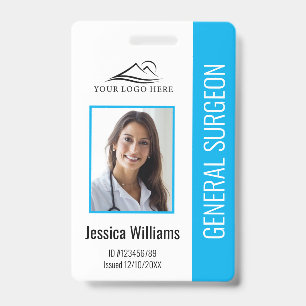 Badge Photo et code bleu texte personnalisés Médicale