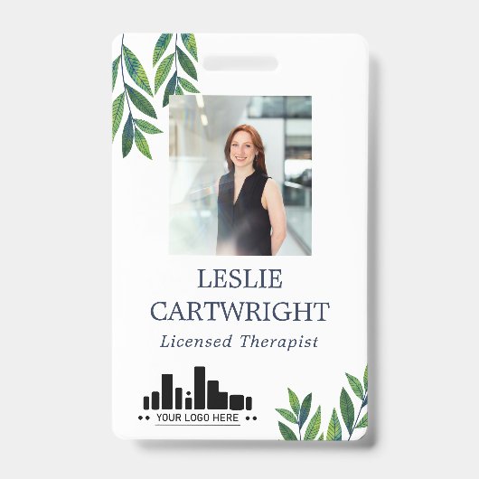 Badge Photo et logo Emerald Green Feuilles (Avant)