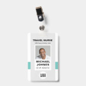badge photo et logo nom de l'infirmière (Avant avec clip)