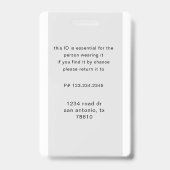 badge photo et logo nom de l'infirmière (Arrière)