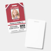 Badge Photo étudiante - Rouge (Recto et verso)