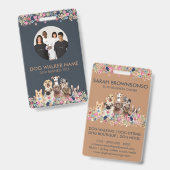 Badge Photo Floral de Chiens Mignons (Avant & arrière)