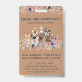 Badge Photo Floral de Chiens Mignons (Arrière)