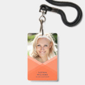 Badge Photo géométrique superposé orange et bleu (Avant avec lanière)