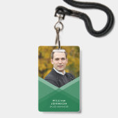 Badge Photo Géométrique Superposé Vert Violet (Avant avec lanière)