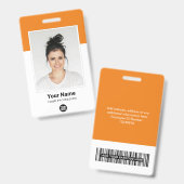 Badge Photo grand format de l'employé orange personnalis (Avant & arrière)
