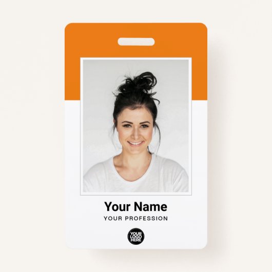 Badge Photo grand format de l'employé orange personnalis (Devant)