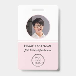Badge photo ID avec logo rose pour employé