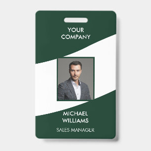 Badge Photo ID Blanc Vert