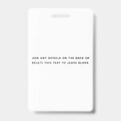 Badge Photo ID Clean Professional Name (Arrière)