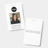 Badge Photo ID Clean Professional Name (Avant & arrière)