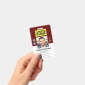 Badge photo ID Code QR employé Rouge Blanc (Manuel / portable)
