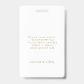 Badge photo ID employé ou enseignant Logo Or Chic (Arrière)