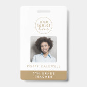Badge photo ID employé ou enseignant Logo Or Chic (Avant)