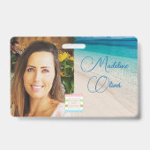 Badge Photo ID Logo Beach Sea Scene (Front)