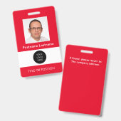 Badge Photo ID Nom Rouge (Avant & arrière)