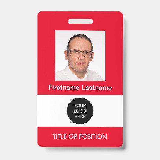 Badge Photo ID Nom Rouge (Avant)