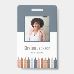 Badge photo ID personnalisé pour enseignant Navy B