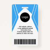 Badge photo, logo, code à barres (Dos)