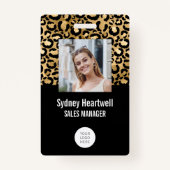 Badge Photo Logo Code à barres Gold Empreinte de léopard (Devant)