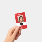 Badge photo, logo, code barre, employé de la société rou (À main)