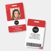 Badge photo, logo, code barre, employé de la société rou (Recto et verso)