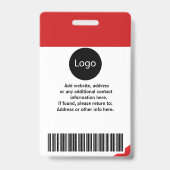Badge photo, logo, code barre, employé de la société rou (Dos)