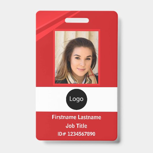 Badge photo, logo, code barre, employé de la société rou (Face)