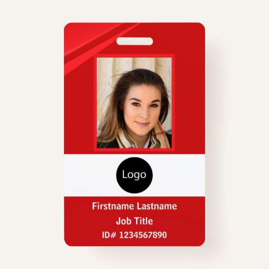 Badge photo, logo, code barre, employé de la société rou (Devant)