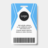 Badge Photo, Logo, Code-barres de l'employé de la sociét (Arrière)