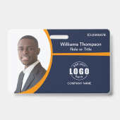 Badge Photo Logo Code-barres Employé Entreprise Orange (Face)