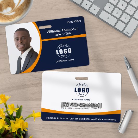Badge Photo Logo Code-barres Employé Entreprise Orange