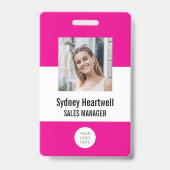 Badge Photo Logo Code-barres Rose-Chaud (Avant)